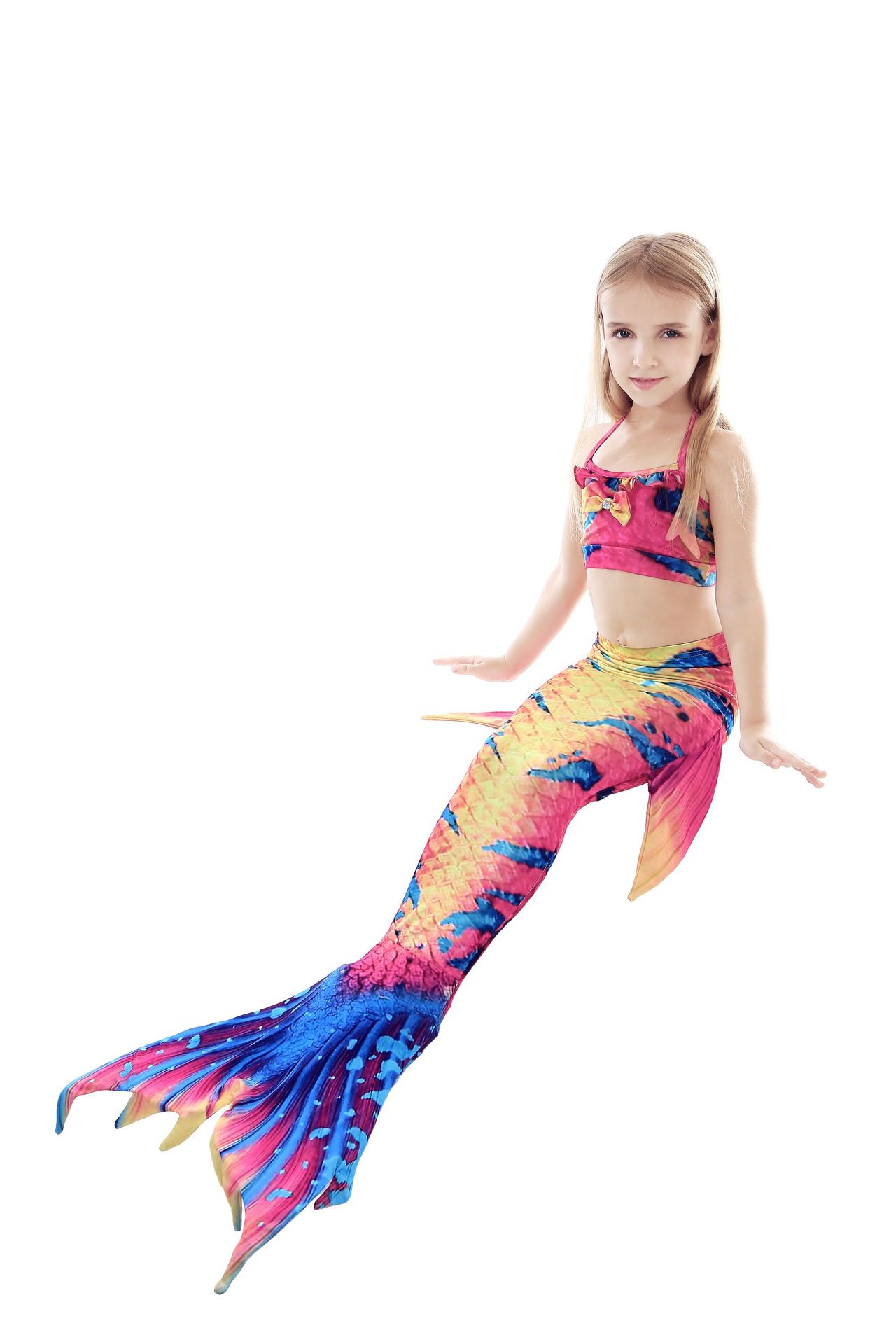 新款美人鱼泳衣儿童美人鱼泳衣三件套女童美人鱼泳装 外贸一件代