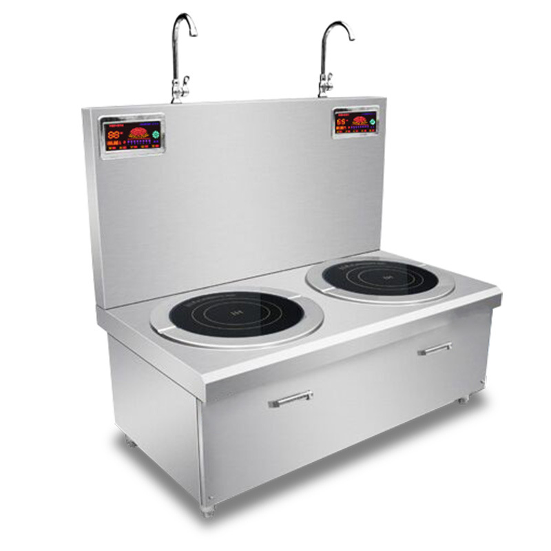 双头低汤炉 单位食堂商用电磁双眼煲汤炉8kw大型矮汤炉灶厂家直供