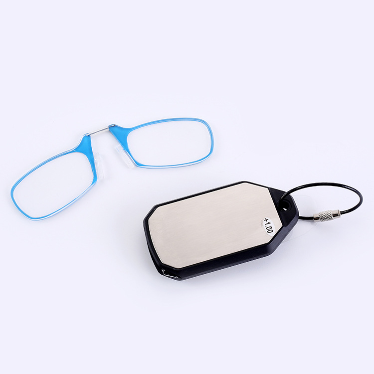 Factory Direct Supply Cross-Border Pc Clamp Nose Old Soft Silicone Thin Reading Glasses Keychain Light and Portable Reading Glasses