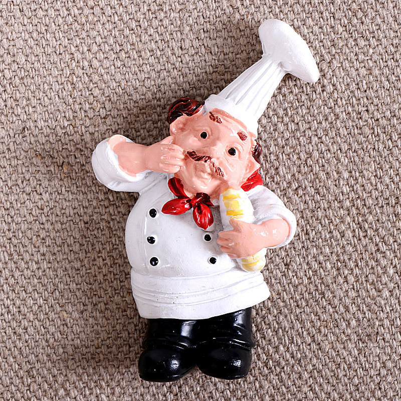 Factory Wholesale European and American Style Chef Bread Chef Refridgerator Magnets Three-Dimensional Character Magnetic Paste Resin Craft Home Ornament