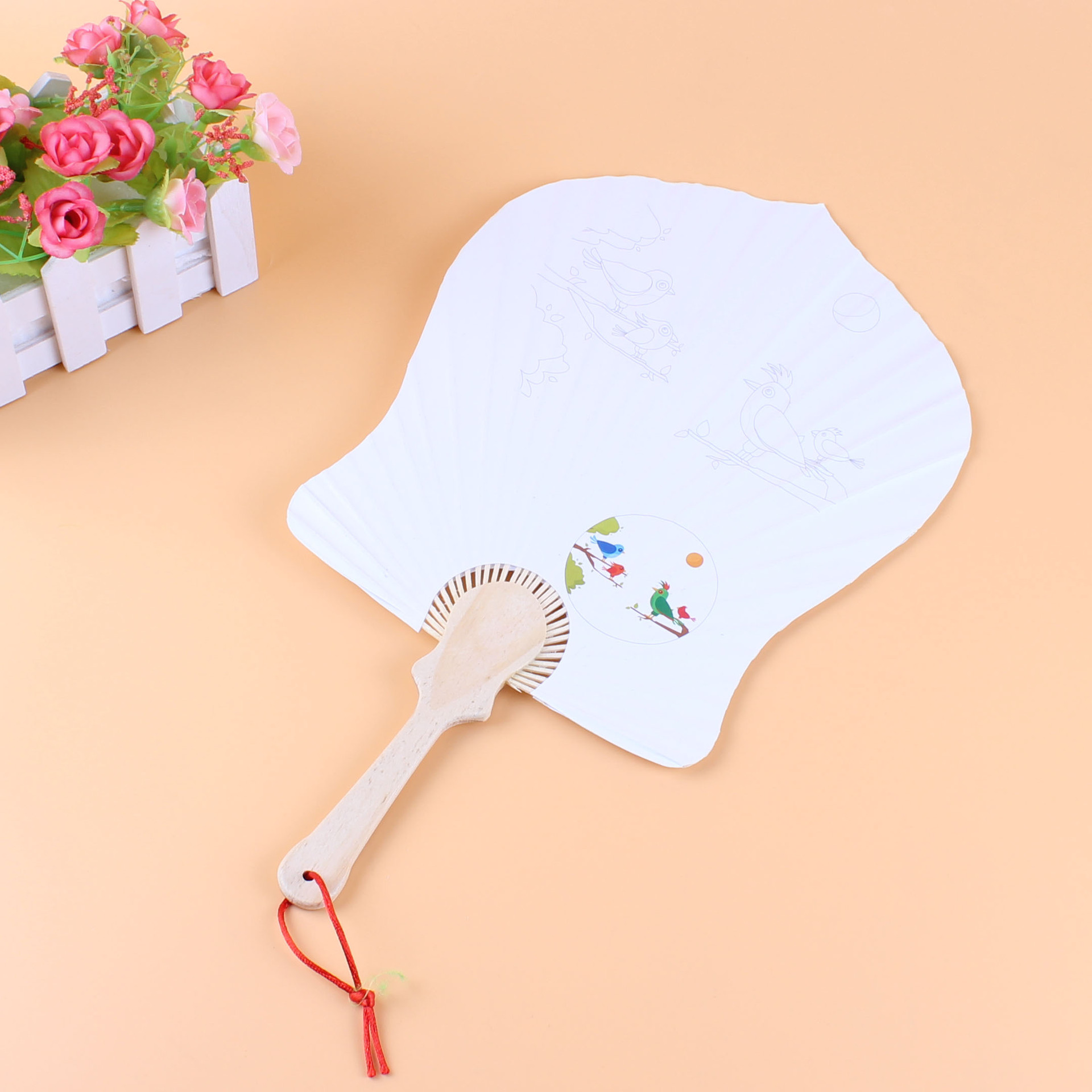 幼儿diy手工画空白宫扇芭蕉扇纸伞儿童创意绘画产品益智美术材料