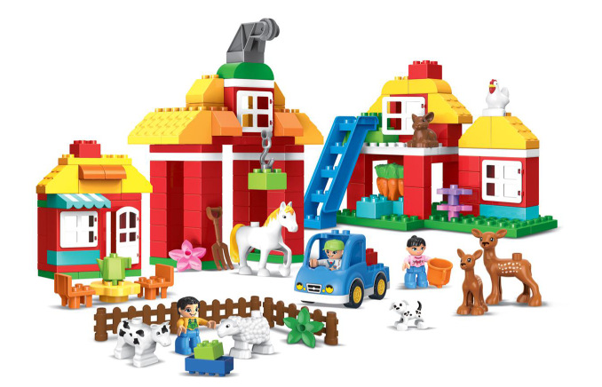 大颗粒环保diy欢乐农场156块拼搭积木启发孩子智力动手动脑