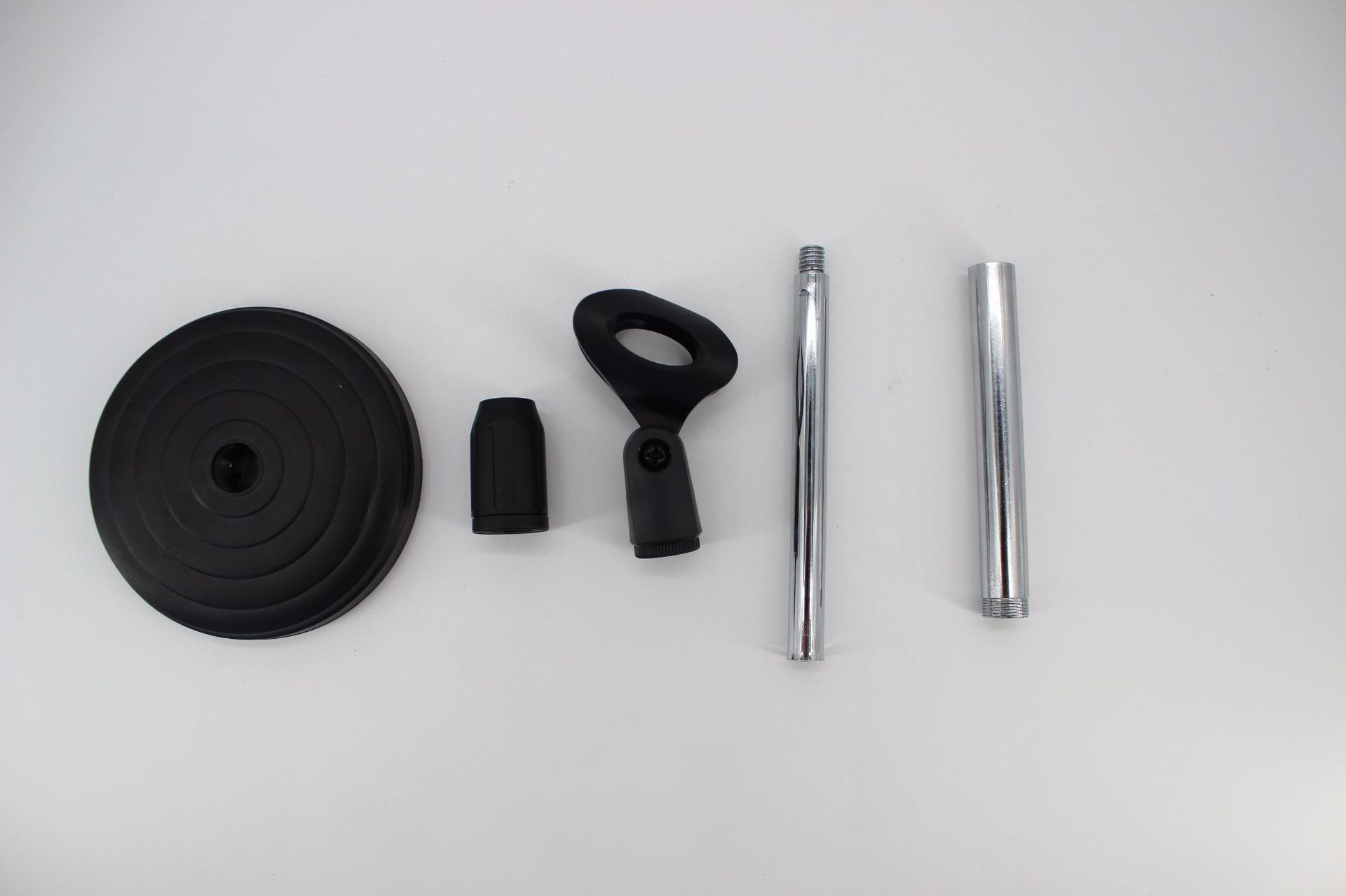 麦克风支架桌面金属电镀圆盘底座会议固定话筒懒人支架可升降