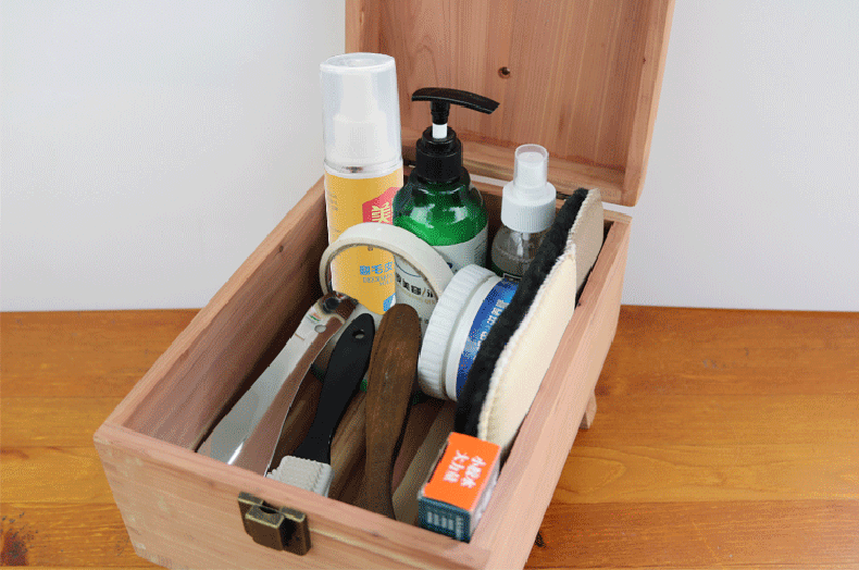 荷木香木擦鞋箱家用擦鞋箱擦鞋箱套装435