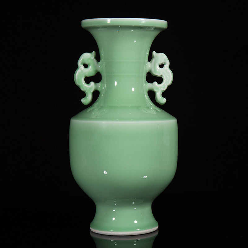 厂家定制景德镇陶瓷手工影青釉花瓶陶瓷双耳瓶花插家居仿古花瓶