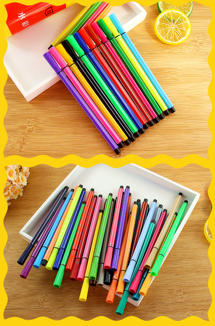 多颜色水彩笔套装儿童卡通画笔批发环保无毒涂鸦12色24色绘画套装