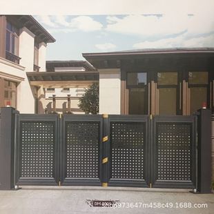 铝艺别墅大门 花园庭院铝艺大门 平开电机门平移门可来图定制