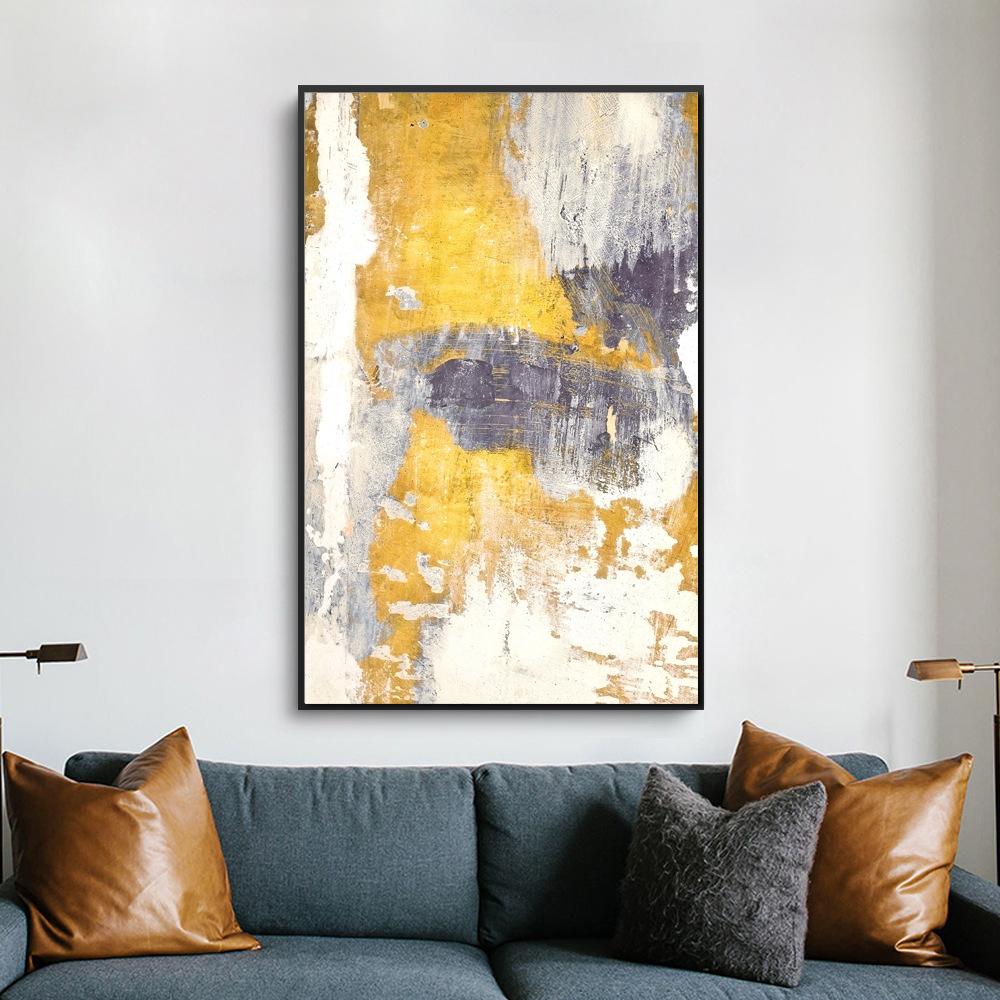 现代艺术客厅大幅抽象装饰画北欧简约黄色蓝色挂画玄关过道走廊画