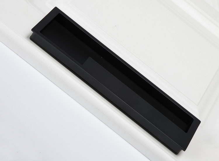 柜门暗装拉手美式黑色嵌入式移门把手 衣柜门对装平拉手 隐藏拉手