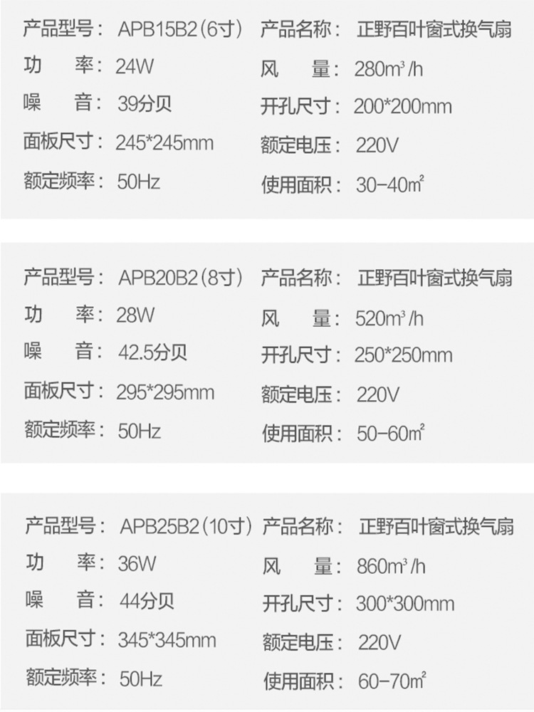 正野排气扇10寸厕所抽风机静音全塑百叶窗厨房卫生间换气扇apb25b