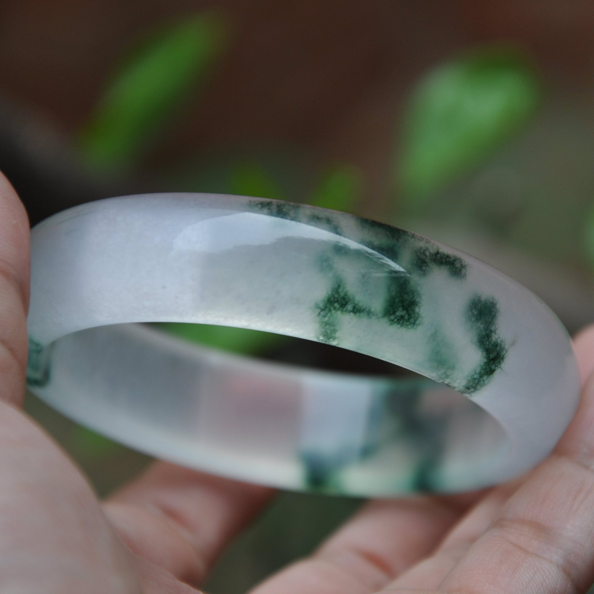 飘花冰种玉手镯女款玉镯子 翡翠色玉石冰底手镯子配证书生日礼品