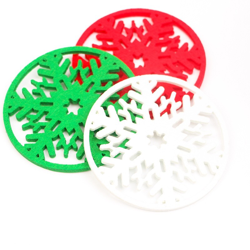 Christmas Decorations Home Supplies Christmas Snowflake Coaster Non-Woven Cup Mat Felt Coaster Placemat Heat Proof Mat