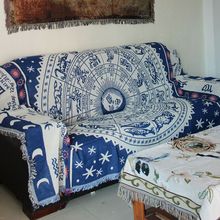 白星座地中海针织棉线毯欧式沙发巾盖布艺沙发垫坐垫床单空调毯
