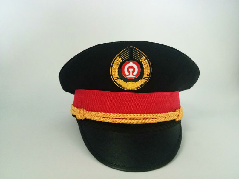新款铁路帽子 高铁乘务员大檐帽 动车列车长制服帽 铁路大盖帽