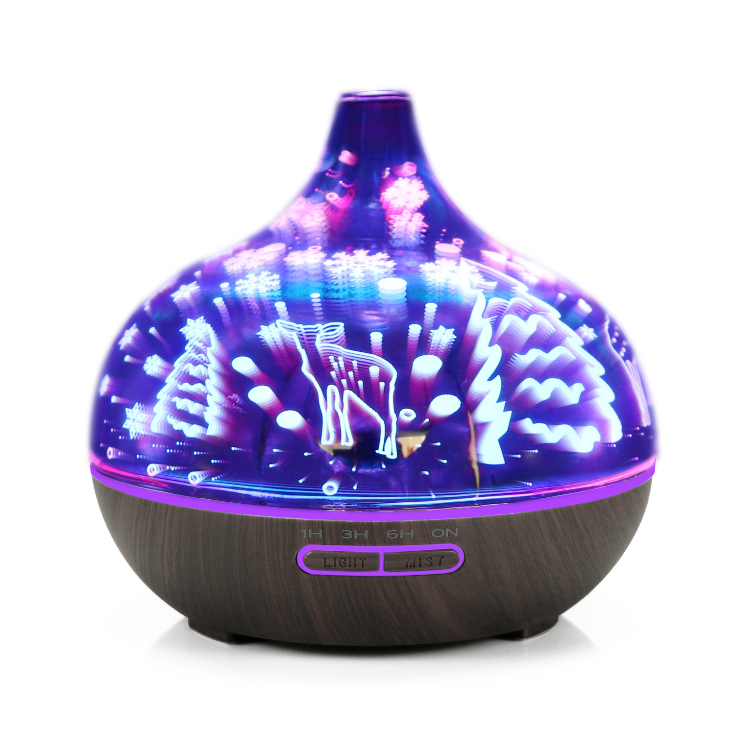 Creative New Ultrasonic Atomization 3D Glass Aroma Diffuser Gift Colorful Fireworks Starry Sky Humidifier