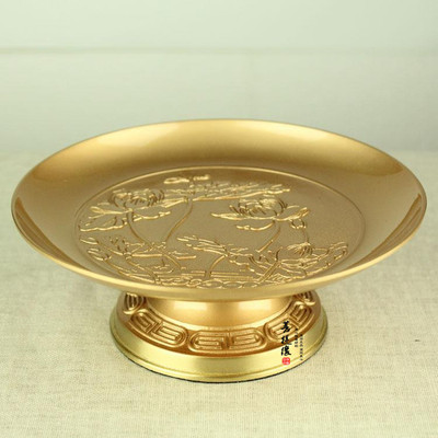 纯铜莲花雕花果碟供盘供碟 佛教佛具用品 佛堂佛前寺院贡品供佛盘