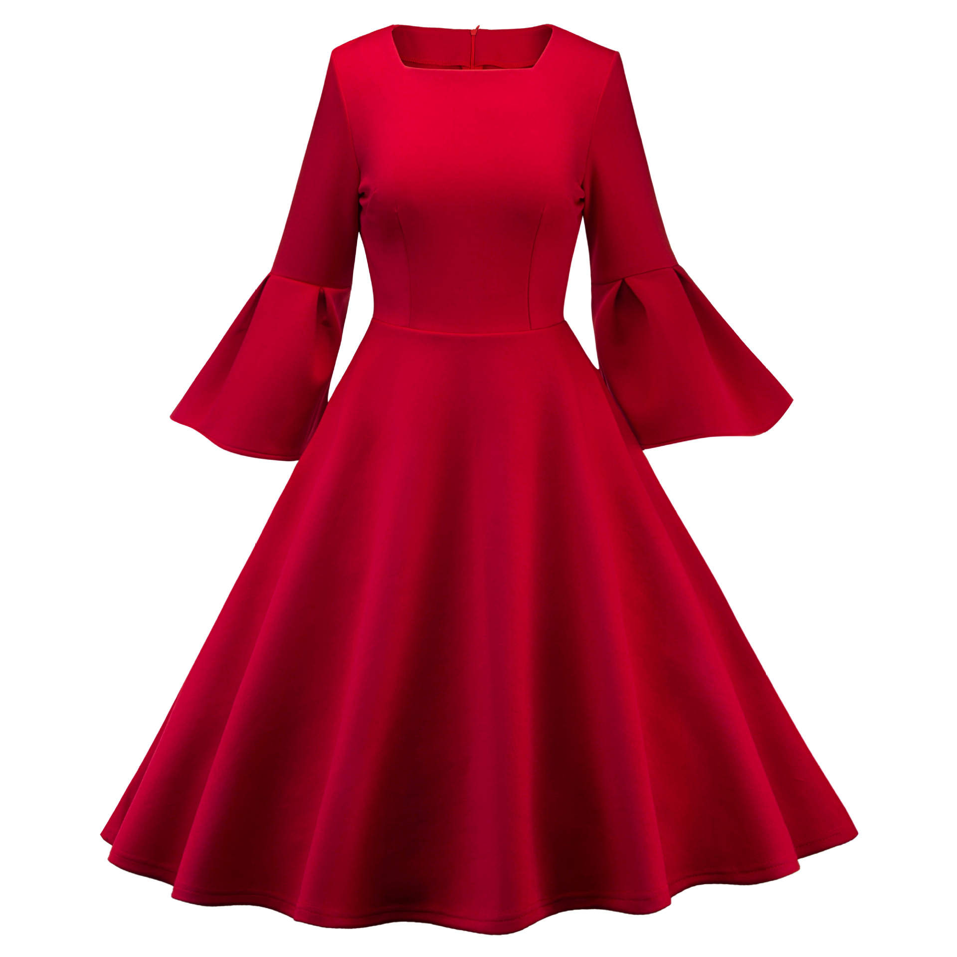 2018春季新款热卖连衣裙欧美性感喇叭袖连衣裙