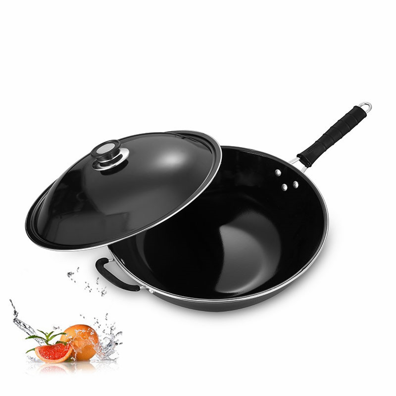 厂家批发搪瓷锅带盖套锅物理不粘炒锅炒菜锅摆地摊跑江湖经济实惠