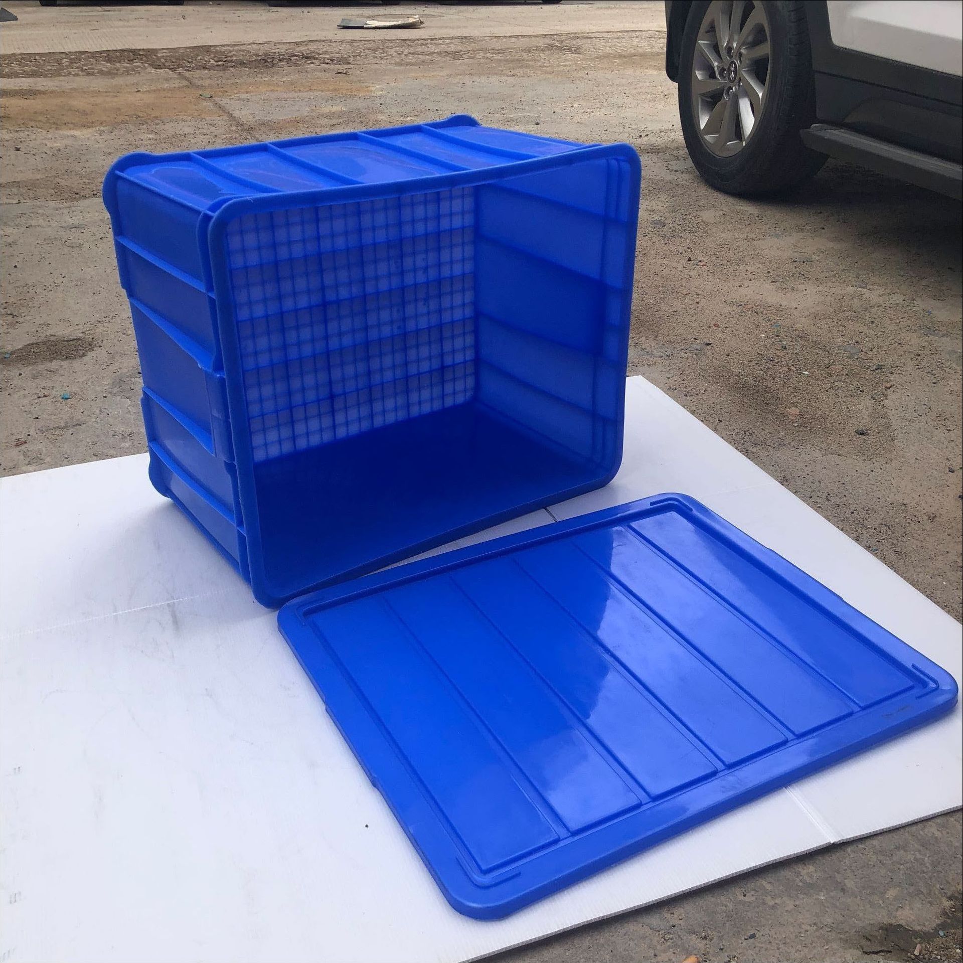 厂家供应塑料周转箱盖 红黄蓝绿塑料箱盖子 黑色防静电pp塑料盖子