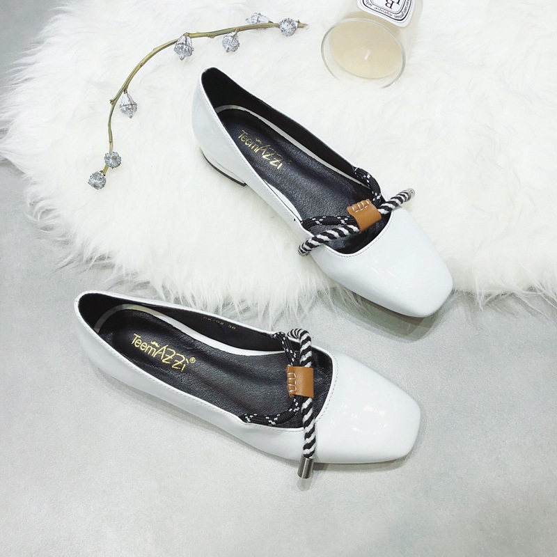 小ck18新款单鞋玛丽珍学院风仙女鞋漆皮糖果色平底乐福鞋一件代发