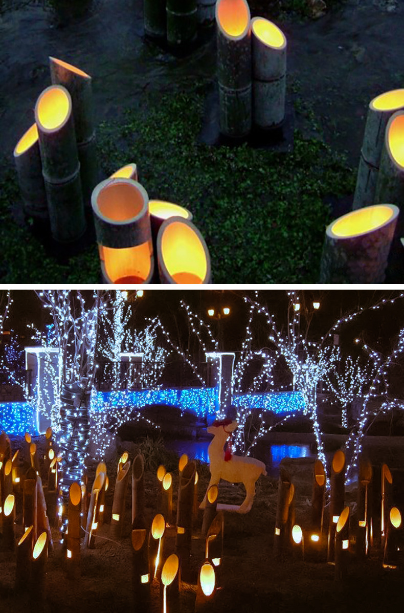 led竹子灯 户外公园景区装饰芦苇灯竹筒灯 三个一组灯光可定制