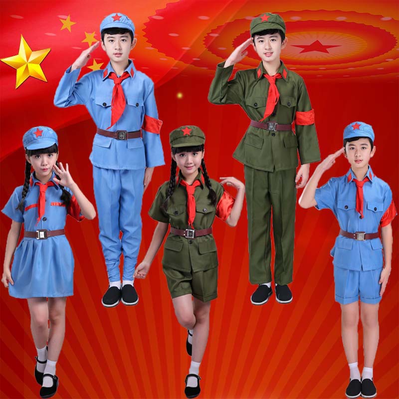 儿童小红军演出服少儿解放军套装红卫兵八路军表演服军装抗战表演