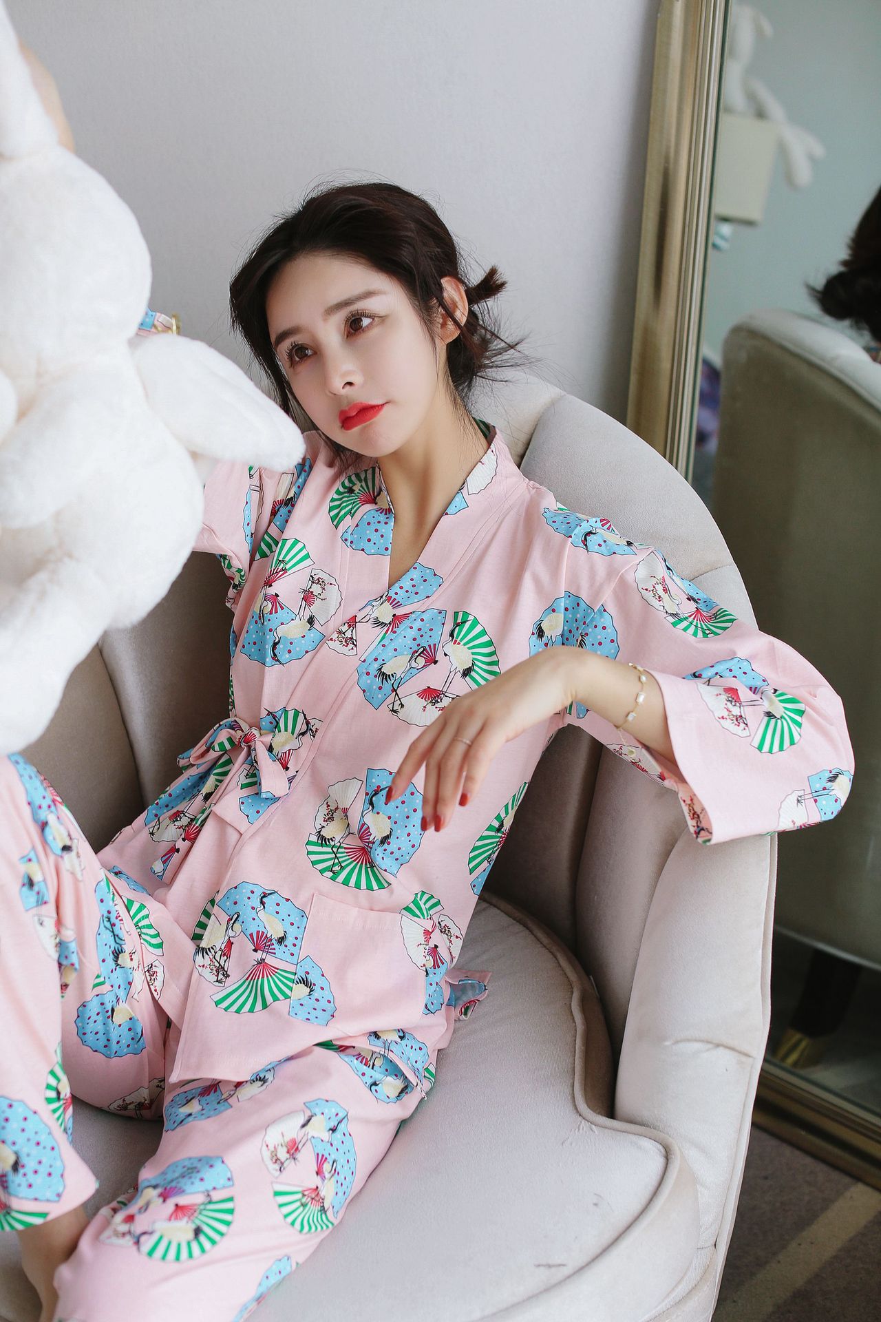 爆款春秋季和服全棉睡衣女士日式开衫薄款套装休闲纯棉家居服韩版