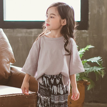 2022女童新款韩版休闲穿搭圆领精棉短袖儿童t恤童装 夏季