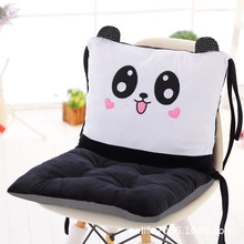 可爱卡通熊猫连体坐垫靠垫一体办公室椅垫加厚座垫餐椅板凳子垫子