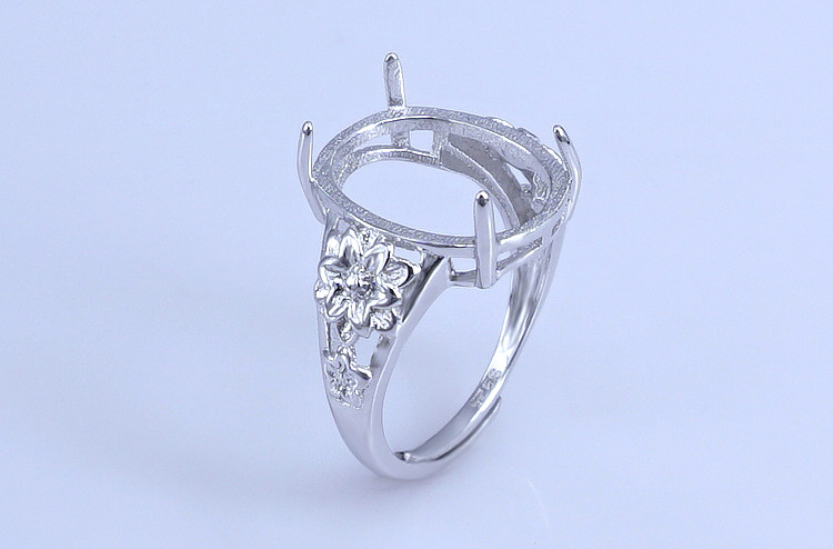 s925纯银小花戒指托空托活口9*11 11*13 12*16 13*15 13*17 17*22