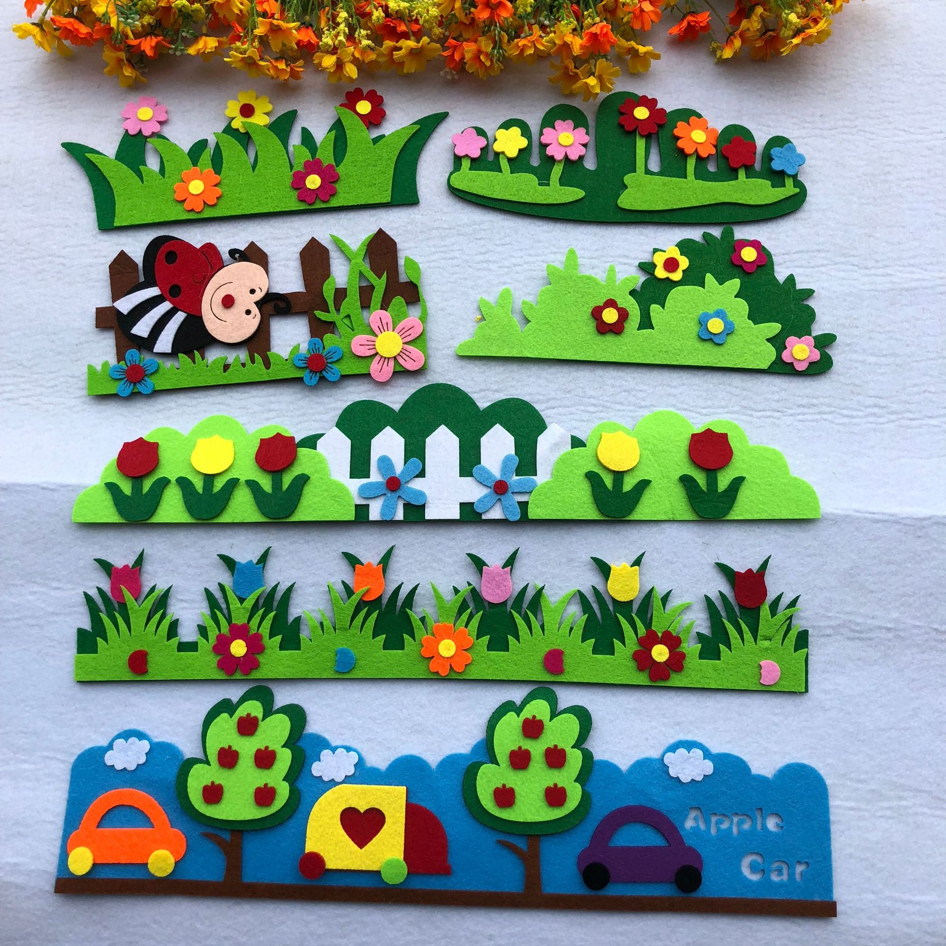 幼儿园环境布置 草丛护栏 无纺布材料教室墙贴 儿童房装饰用品