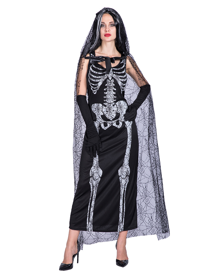 Halloween Party Carnival Cosplay Costume Black Veil Skull Spiritual Love Zombie Clothing Spot Wholesale Price Excellent