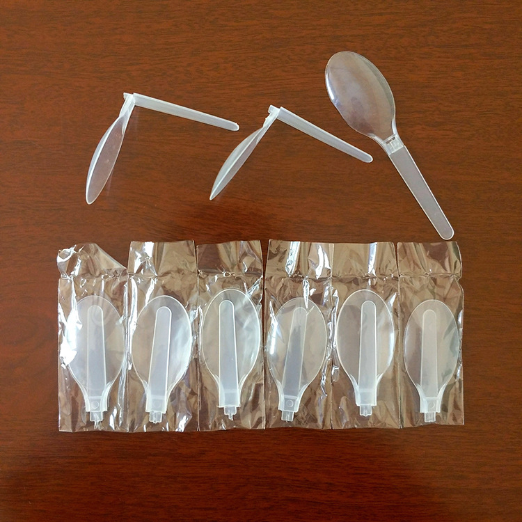 店家供应 八宝粥透明勺 折叠勺子一次性塑料 定制加工 折叠勺子pp