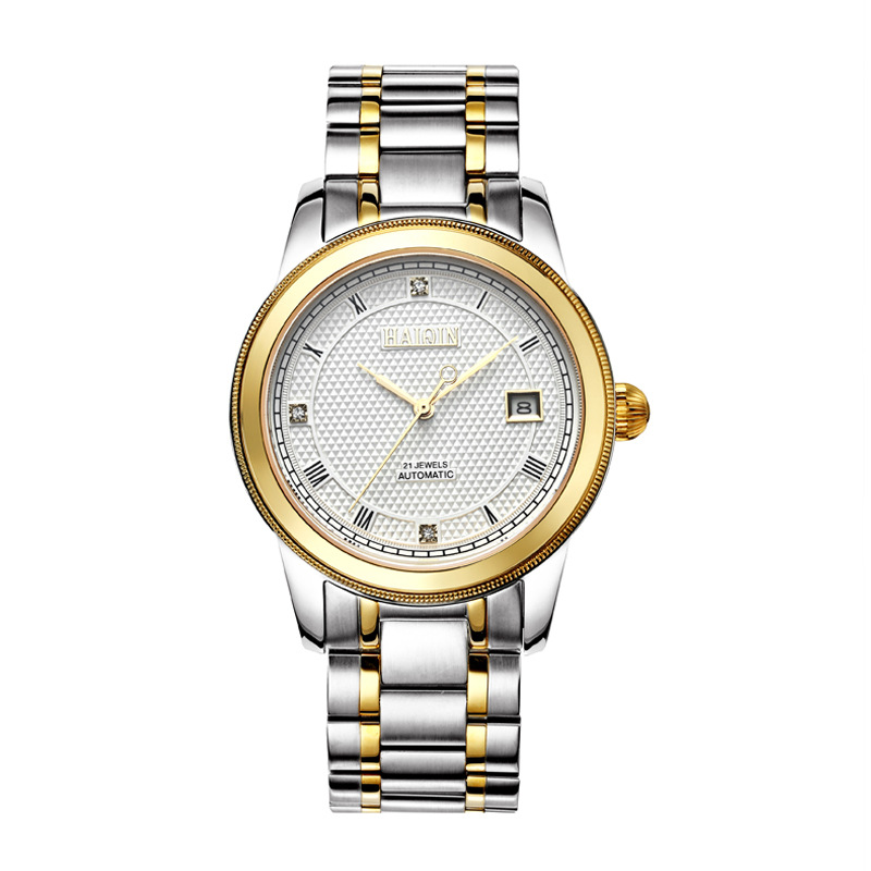 haiqin/海琴 厂家直供 防水全自动机械表9038镂空精钢男手表批发