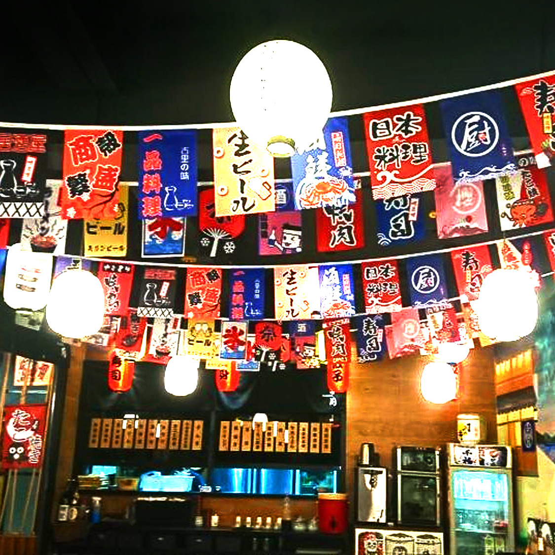 门帘料理店挂旗_日式居酒屋装饰串旗和风门帘料理店挂旗小彩旗寿司店