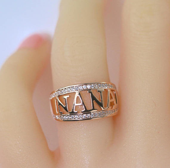 妮可 欧美热卖圣诞节礼物nana 外祖母奶奶戒指 镀18k白金镶钻戒指