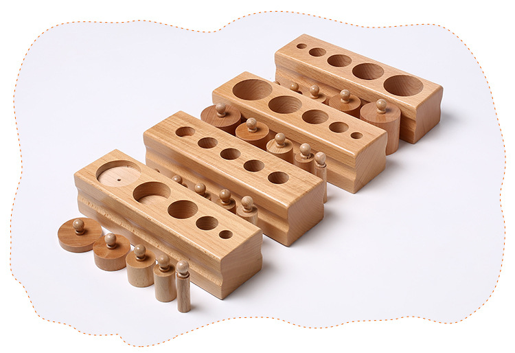 蒙氏益智感官教具插座圆柱体 幼儿园家庭早教婴幼儿童木制玩具现