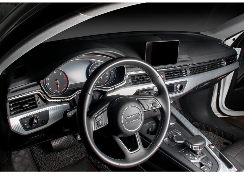 适用于17-18款奥迪a4l内饰改装亮条 新a4l/a5碳纤维中控台装饰贴