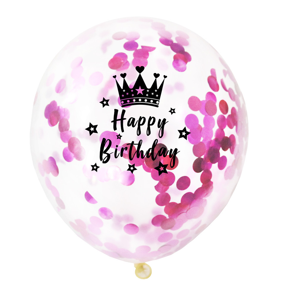 12寸透明数字纸屑气球 30 40岁生日快乐气球 confetti balloon