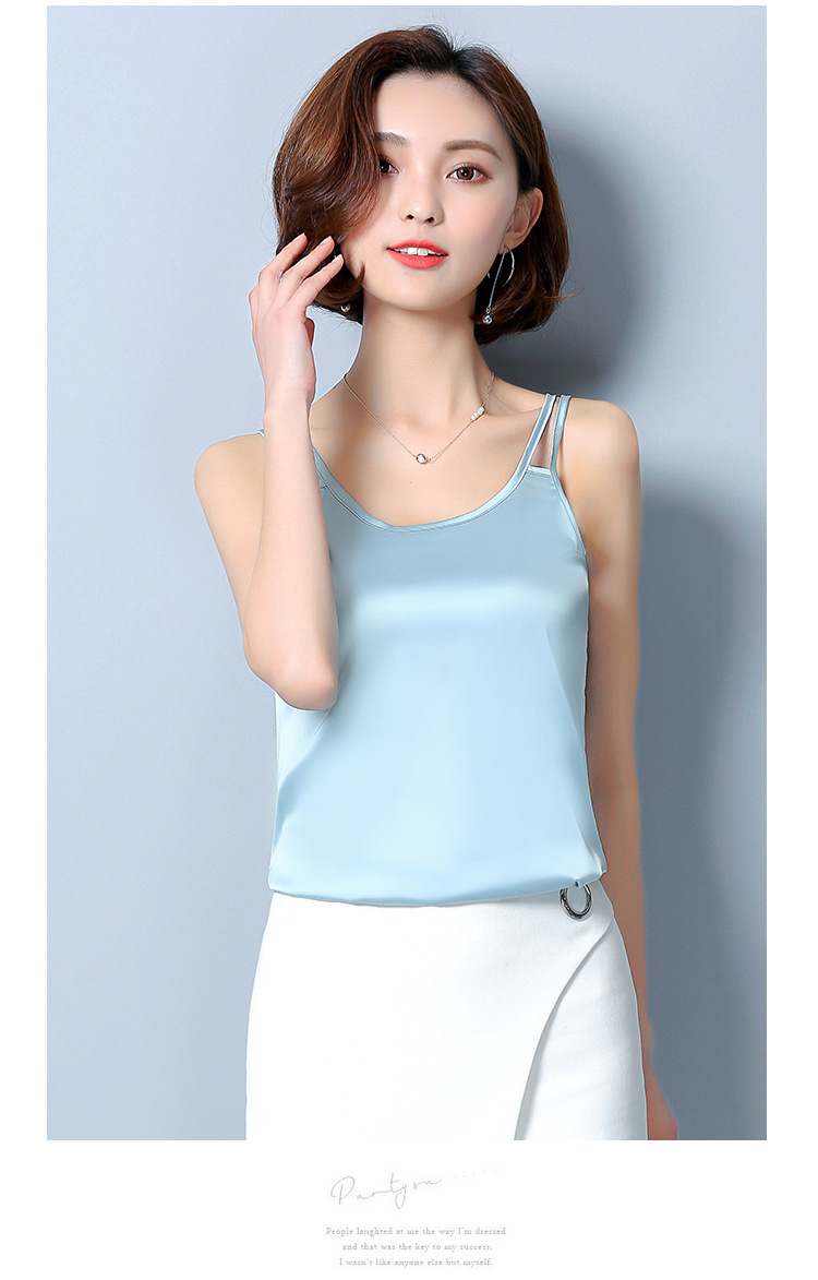 春夏仿真丝高弹背心双肩带吊带衫性感大码短款打底衫上衣女