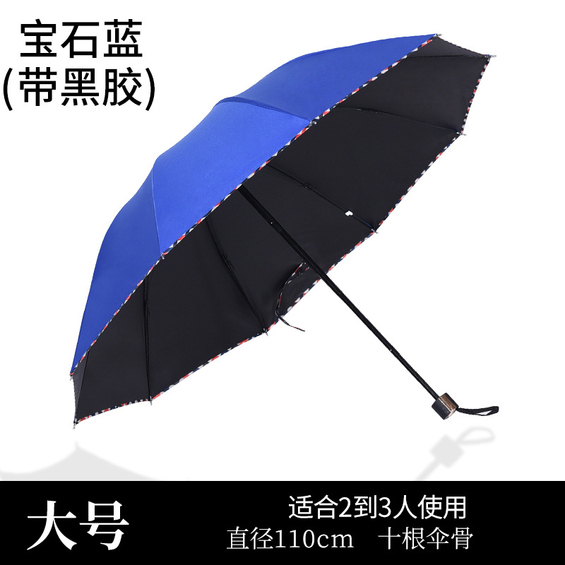 Tri-Fold Umbrella Wholesale No. plus-Sized Ten-Bone Sunshade Business Vinyl Double Sun Umbrella Folding Umbrella Wholesale