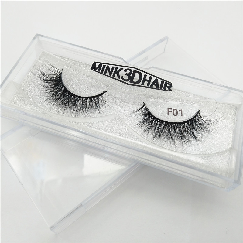 F01 False Eyelashes Wholesale 3D Mink Hair One-Pair Package False Eyelashes Handmade Nude Makeup Simulation Long Eyelash