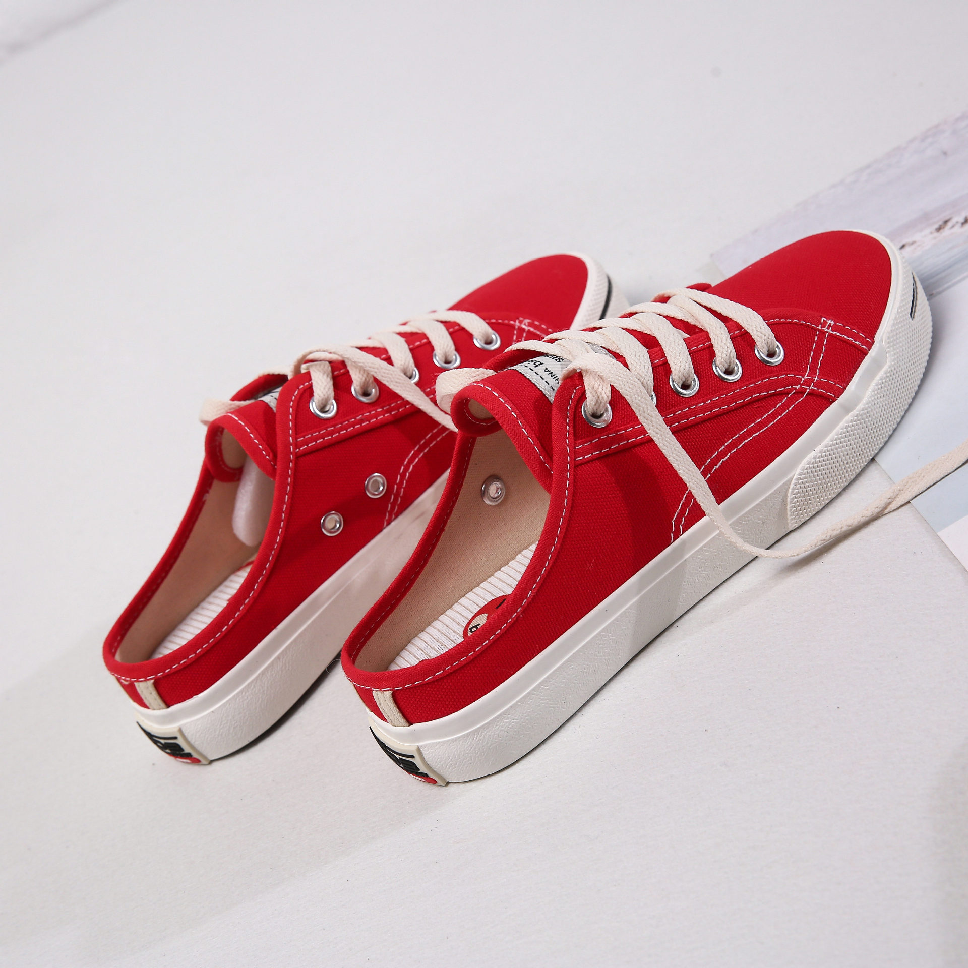 帆布鞋女夏季半拖chic韩版休闲学生鞋潮新款帆布拖鞋一件代发8329