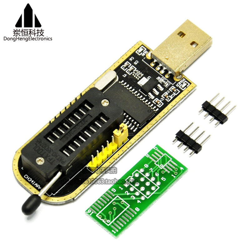 土豪金 ch341a编程器 usb 主板路由液晶 bios flash 24 25 烧录器