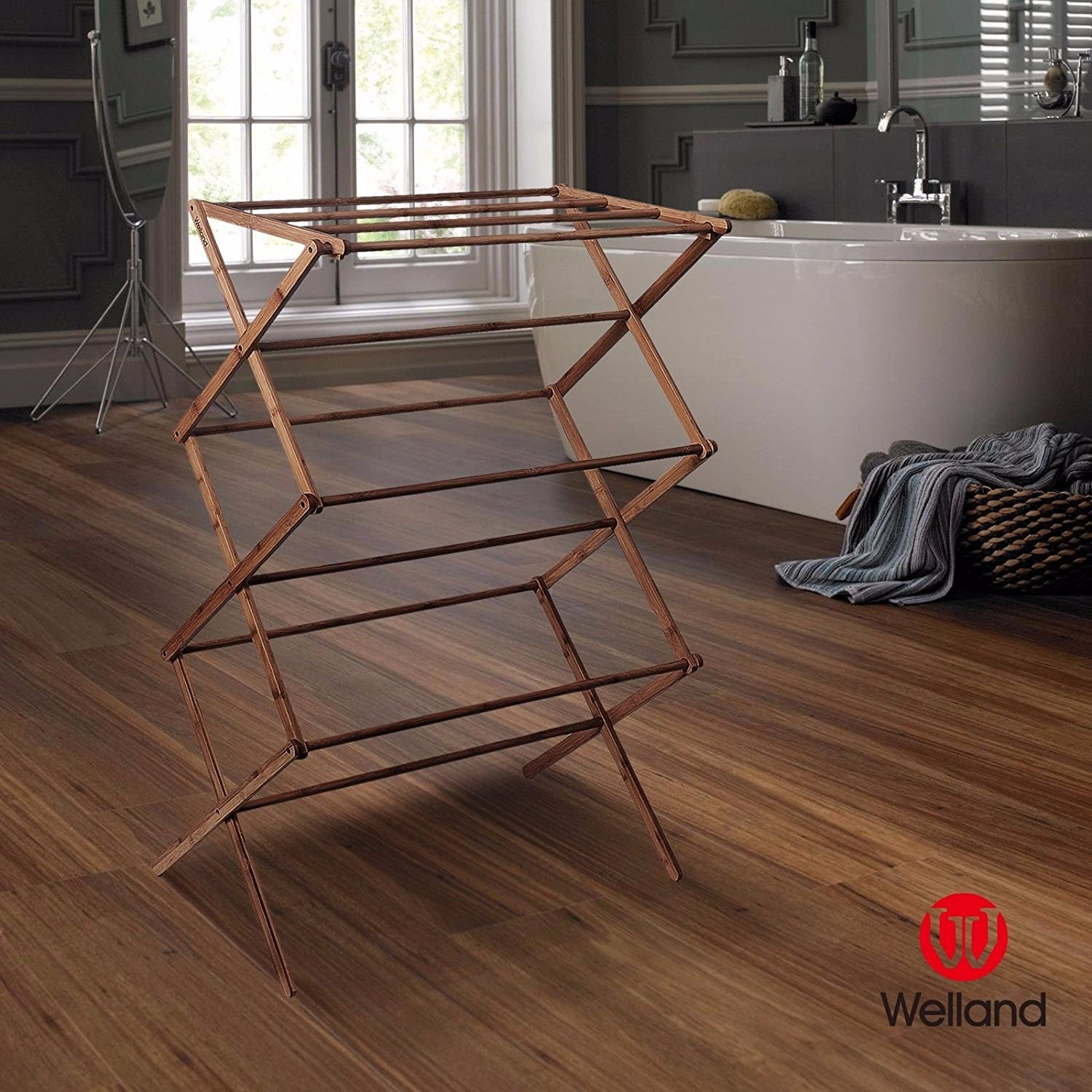 落地晾衣架折叠 楠竹阳台室内x型伸缩家用毛巾架晒衣架晒衣杆