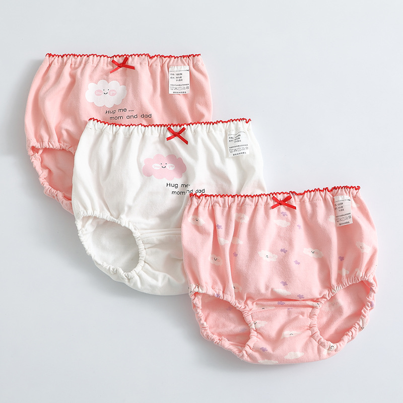 a类女童三角面包裤三条盒装 女宝宝内裤厂家一件代发儿童内裤盒装