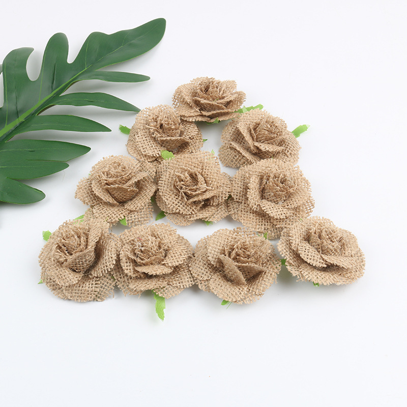 diy手工麻布花 新款麻辫花 麻绳编织花 圣诞婚庆派对用品装饰