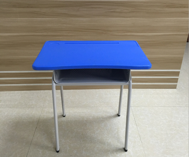 固定学习桌椅蓝色镂空课桌椅供应塑钢课桌椅四脚靠背课桌椅