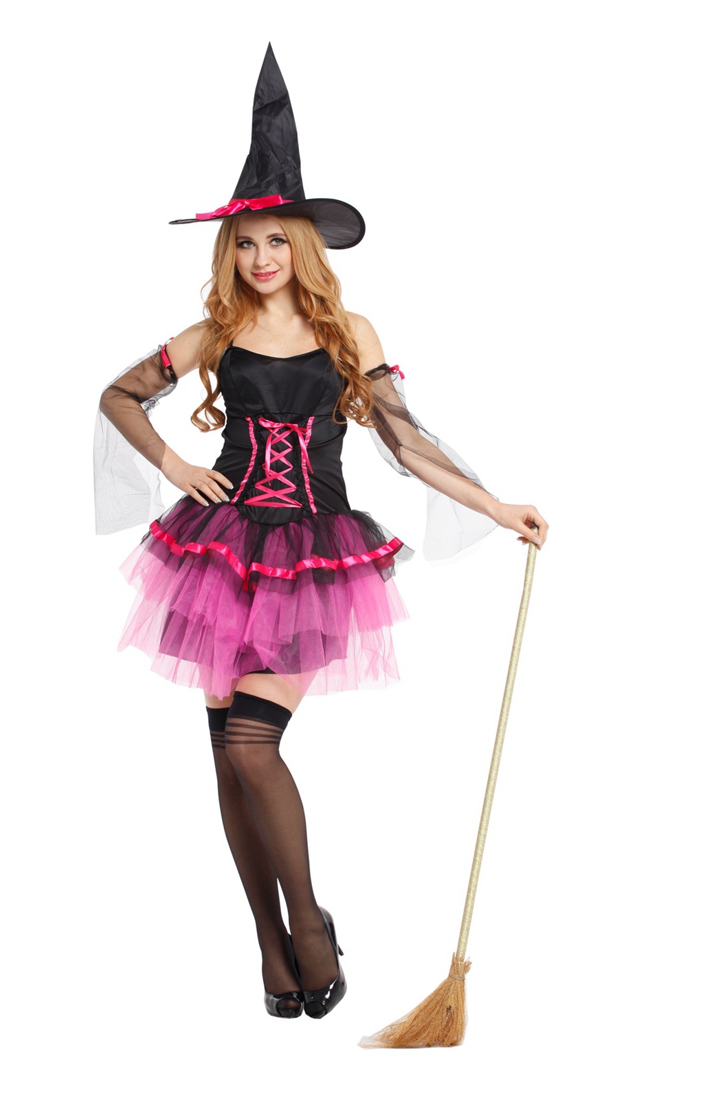 万圣节cosplay表演服装巫婆装扮巫婆套装桃红女巫短裙女巫演出服