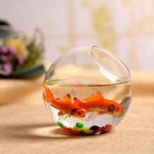 欧式创意斜开口透明玻璃花瓶鱼缸水培花器现代简约家居饰品